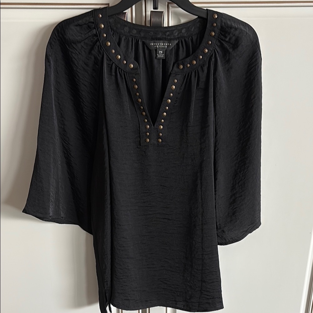 Black Studded Ladies Top with flowy sleeves